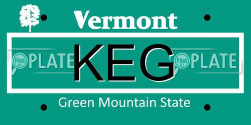 KEG Vermont License Plate