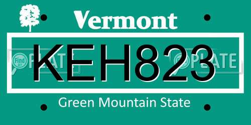 KEH823 Vermont License Plate