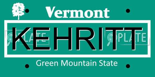 KEHRITT Vermont License Plate