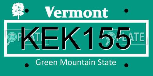 KEK155 Vermont License Plate