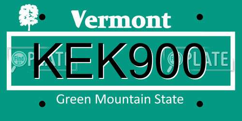 KEK900 Vermont License Plate