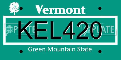 KEL420 Vermont License Plate