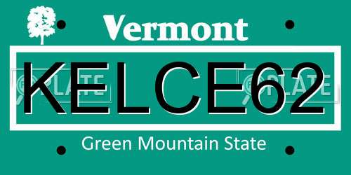 KELCE62 Vermont License Plate