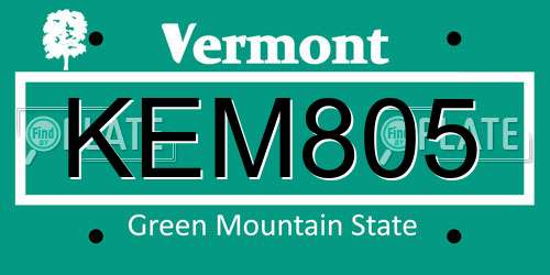 KEM805 Vermont License Plate