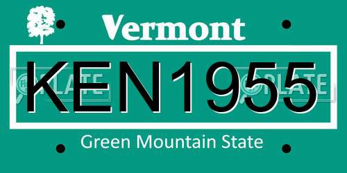 KEN1955 Vermont License Plate