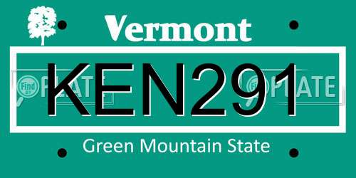 KEN291 Vermont License Plate