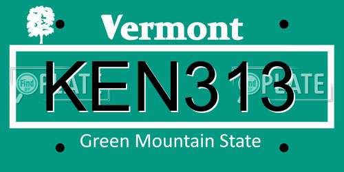 KEN313 Vermont License Plate