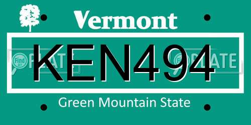 KEN494 Vermont License Plate