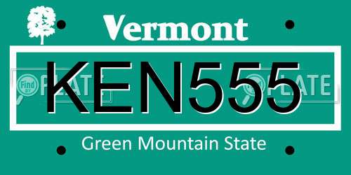 KEN555 Vermont License Plate