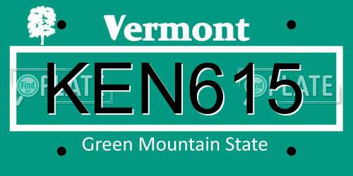 KEN615 Vermont License Plate