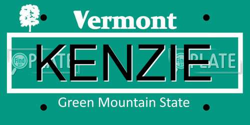 KENZIE Vermont License Plate