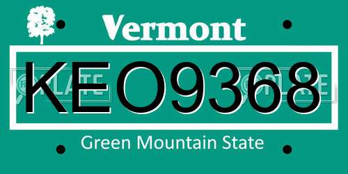 KEO9368 Vermont License Plate