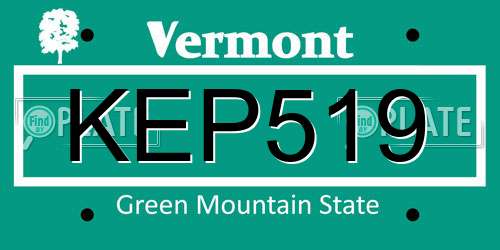 KEP519 Vermont License Plate
