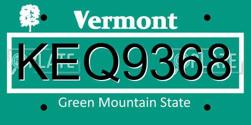 KEQ9368 Vermont License Plate