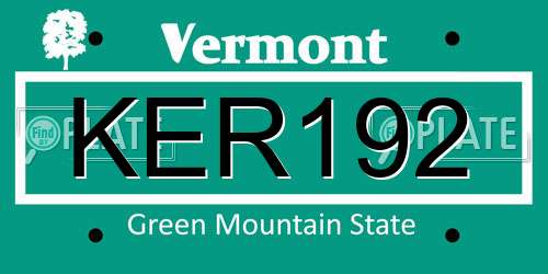 KER192 Vermont License Plate