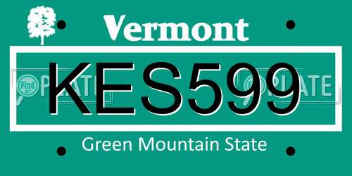 KES599 Vermont License Plate