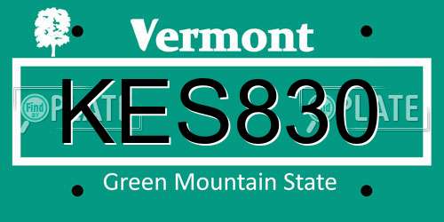 KES830 Vermont License Plate