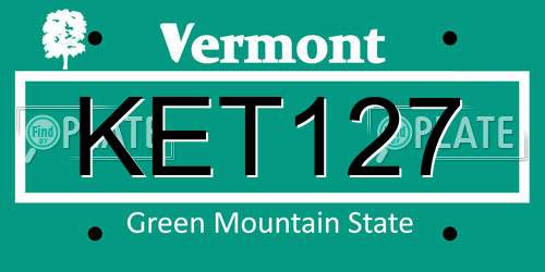 KET127 Vermont License Plate