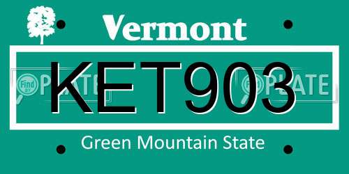 KET903 Vermont License Plate
