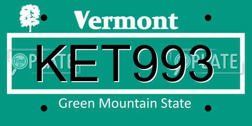 KET993 Vermont License Plate