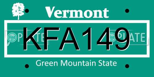 KFA149 Vermont License Plate