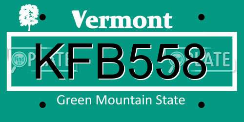 KFB558 Vermont License Plate
