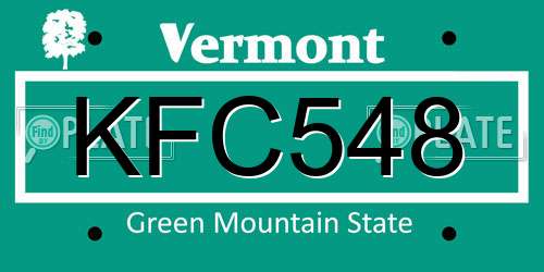 KFC548 Vermont License Plate
