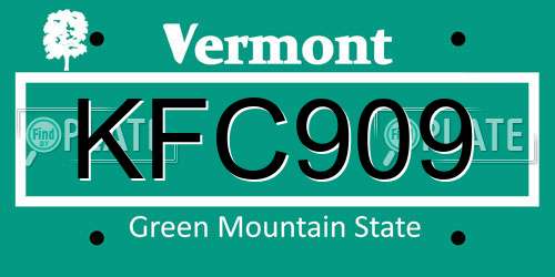 KFC909 Vermont License Plate