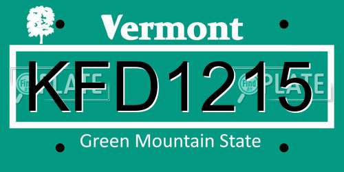 KFD1215 Vermont License Plate