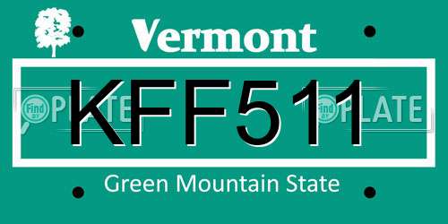 KFF511 Vermont License Plate