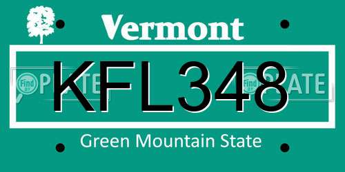 KFL348 Vermont License Plate