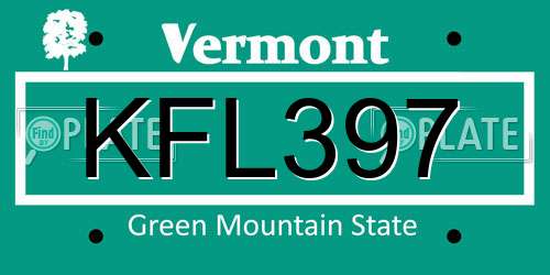 KFL397 Vermont License Plate