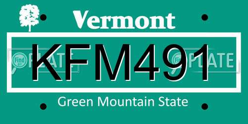 KFM491 Vermont License Plate