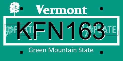 KFN163 Vermont License Plate