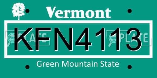 KFN4113 Vermont License Plate