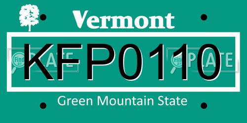 KFP0110 Vermont License Plate