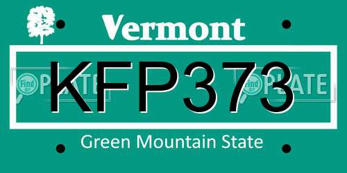 KFP373 Vermont License Plate