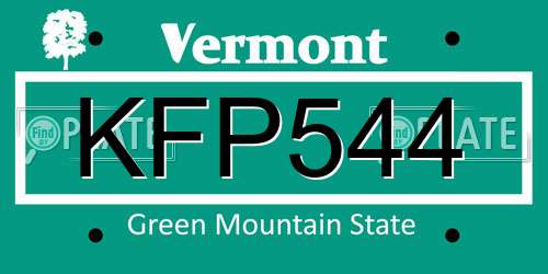 KFP544 Vermont License Plate