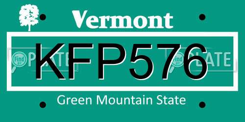 KFP576 Vermont License Plate