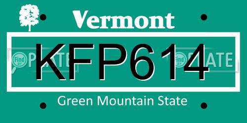 KFP614 Vermont License Plate