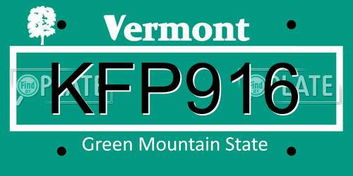KFP916 Vermont License Plate