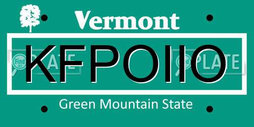 KFPOIIO Vermont License Plate