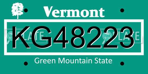 KG48223 Vermont License Plate