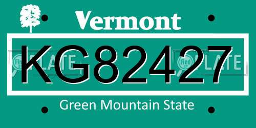 KG82427 Vermont License Plate