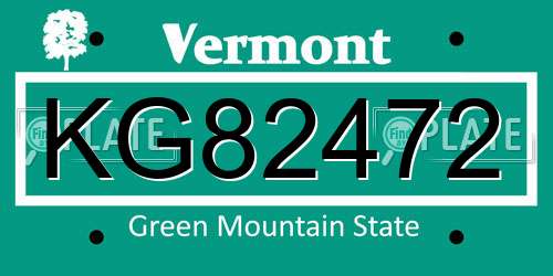KG82472 Vermont License Plate