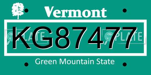KG87477 Vermont License Plate