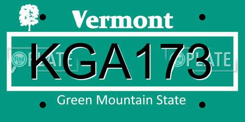 KGA173 Vermont License Plate