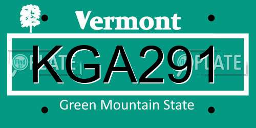KGA291 Vermont License Plate