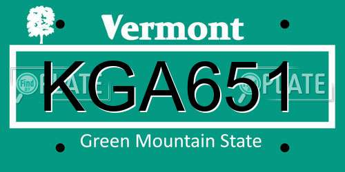 KGA651 Vermont License Plate