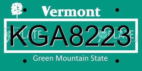 KGA8223 Vermont License Plate